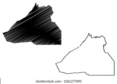 Guelmim-Oued Noun Region (Administrative divisions of Morocco, Kingdom of Morocco, Regions of Morocco) map vector illustration, scribble sketch Guelmim-Oued Noun map