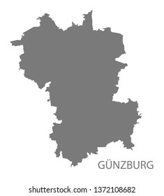 Guenzburg grey county map of Bavaria Germany