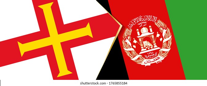 Guernsey and Afghanistan flags, two vector flags symbol of relationship or confrontation.