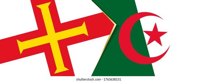Guernsey and Algeria flags, two vector flags symbol of relationship or confrontation.