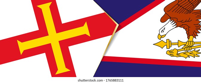 Banderas de Guernsey y Samoa Americana, dos banderas vectoriales símbolo de relación o enfrentamiento.
