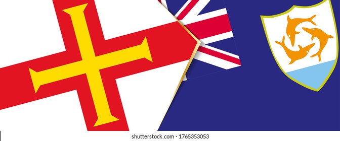 Guernsey and Anguilla flags, two vector flags symbol of relationship or confrontation.