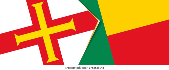 Banderas de Guernsey y Benín, dos banderas vectoriales símbolo de relación o confrontación.