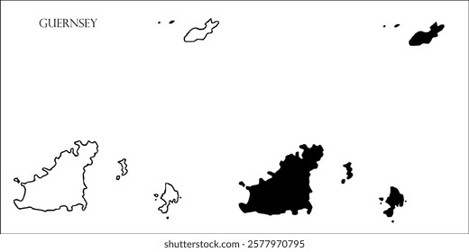 Guernsey Blank Map, Guernsey Map Outline Vector Images