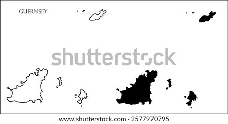 Guernsey Blank Map, Guernsey Map Outline Vector Images