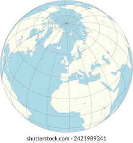 Guernsey centered on the orthographic projection of the world map, emphasizing its unique status in the English Channel.