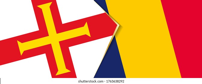 Guernsey and Chad flags, two vector flags symbol of relationship or confrontation.