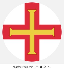 Guernsey circle flag. Button flag icon. Standard color. Circle icon flag. Computer illustration. Digital illustration. Vector illustration.