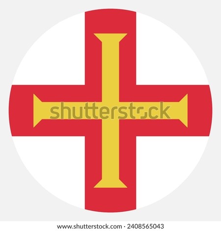 Guernsey circle flag. Button flag icon. Standard color. Circle icon flag. Computer illustration. Digital illustration. Vector illustration.