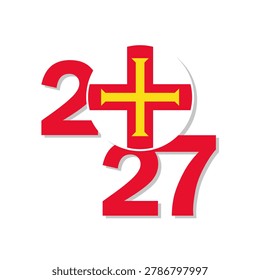 Guernsey circle flag icon. Vector illustration of the New Year icon for Guernsey in 2027. Happy New Year!