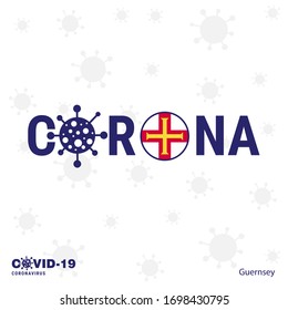 Guernsey Coronavirus Typography. COVID-19 country banner. Stay home, Stay Healthy. Take care of your own health