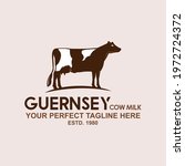 GUERNSEY dairy cow milk logo, silhouette of dark brown cattle vector illustrations
