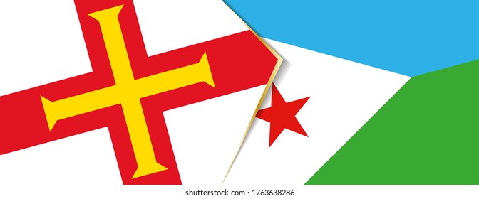 Banderas de Guernsey y Yibuti, dos banderas vectoriales símbolo de relación o enfrentamiento.