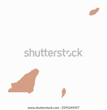 Guernsey dotted map. Digital style map of the country on white background. Guernsey shape with circle dots. Colored dots style. Small size circles. Trending vector illustration.