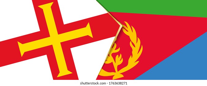 Guernsey and Eritrea flags, two vector flags symbol of relationship or confrontation.