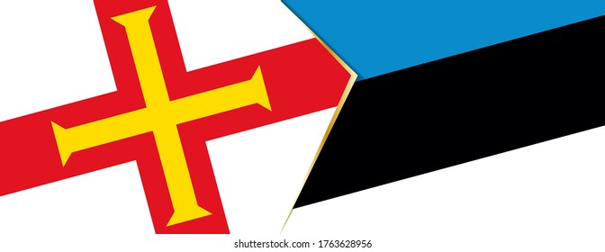 Guernsey und Estland Flaggen, zwei Vektorflaggen Symbol für Beziehung oder Konfrontation.