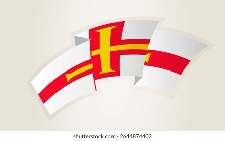 Bandeira de Guernsey em forma de fita abstrata, símbolo nacional da Guernsey. Este vetor é ideal para uso em eventos nacionais, Dia da Independência, competições desportivas internacionais.