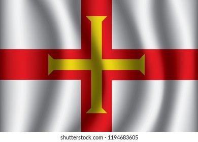 Guernsey flag background with cloth texture. Guernsey Flag vector illustration eps10.