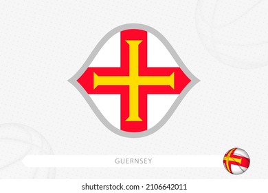 Guernsey flag for basketball competition on gray basketball background. Sports vector illustration.