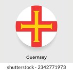 Guernsey flag bubble circle round shape icon vector illustration