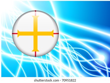 Botón de bandera de Guernsey sobre fondo de luz abstracta Ilustración original