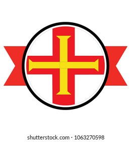 Guernsey flag in glossy round button of icon. flag logo of Guernsey emblem isolated on white background, Guernsey national concept sign, Vector illustration.