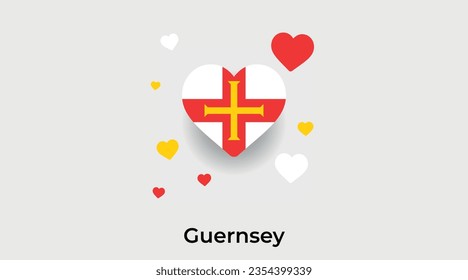 Guernsey Flag Herzform Land Symbol Vektorgrafik