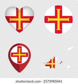 Guernsey Flag Icons Pack. Vector illustration.