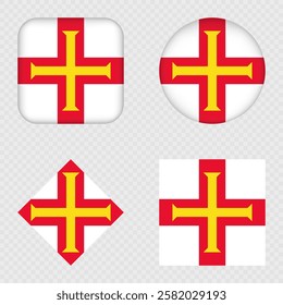 Guernsey Flag Icons Pack. Vector illustration.