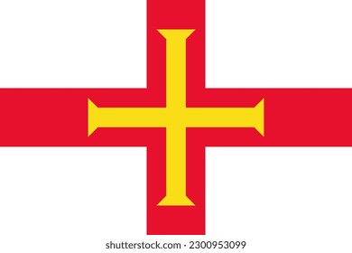 Guernsey Flagge, offizielle Farben und Proportion. Vektorgrafik.