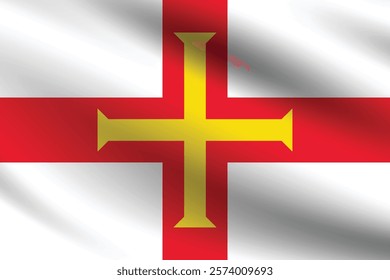 Guernsey flag official colors and proportion digital vector illustration. Pleated flag.