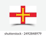 Guernsey flag. Flag of Guernsey. The official ratio. Flag icon. Standard color. Standard size. A rectangular flag. Computer illustration. Digital illustration. Vector illustration.
