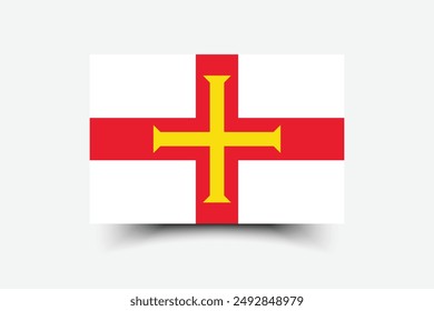 Guernsey flag. Flag of Guernsey. The official ratio. Flag icon. Standard color. Standard size. A rectangular flag. Computer illustration. Digital illustration. Vector illustration.