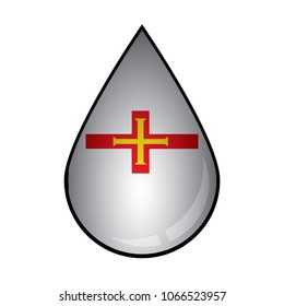 The Guernsey flag painted on 3D water drop