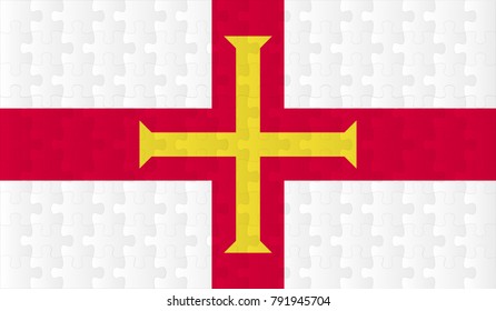 Guernsey Flag. Vector image of Guernsey Flag 144 pieces of jigsaw puzzles Vector eps 10 illustration.