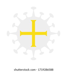 Bandera de Guernsey en forma de virus. Signo de país. Ilustración vectorial.