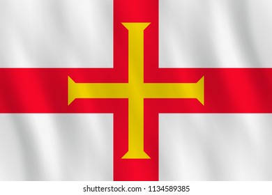 Guernsey flag with waving effect, official proportion.