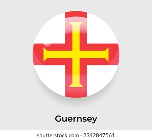 Guernsey lustroso bandera nacional burbuja forma redonda icono de ilustración vectorial vidrio