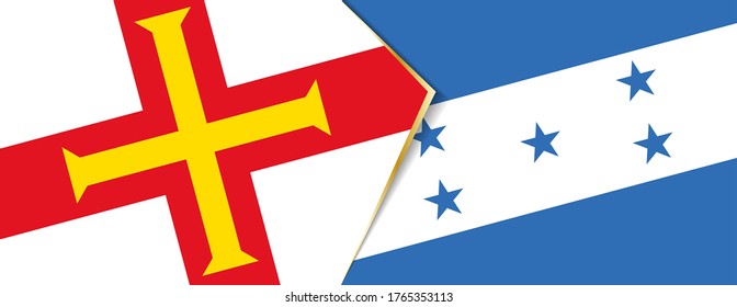 Guernsey and Honduras flags, two vector flags symbol of relationship or confrontation.