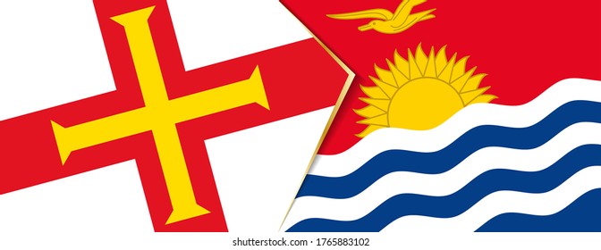 Guernsey und Kiribati Flaggen, zwei Vektorfahnen Symbol für Beziehung oder Konfrontation.