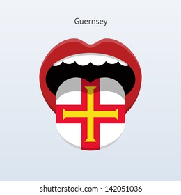 Guernsey language. Abstract human mouth. Vector illustration.