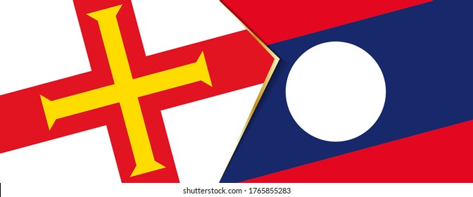 Guernsey and Laos flags, two vector flags symbol of relationship or confrontation.