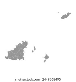 Mapa de Guernsey con divisiones administrativas. Ilustración vectorial.