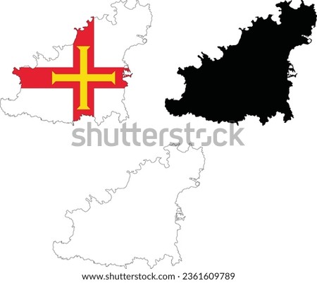 Guernsey Map icon. Guernsey Clipart. Guernsey Flag Map Svg. Outline. flat style.