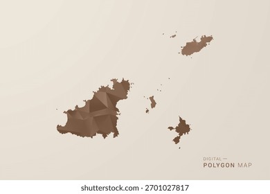 Mapa de Guernsey - Ilustração de vetor estilo polígono em gradiente marrom, baixo projeto geométrico poly, isolado no fundo bege para infográficos e decoração.