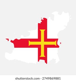 Guernsey map silhouette with flag isolated on white background
