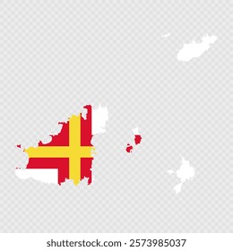 Guernsey map silhouette with flag on white background