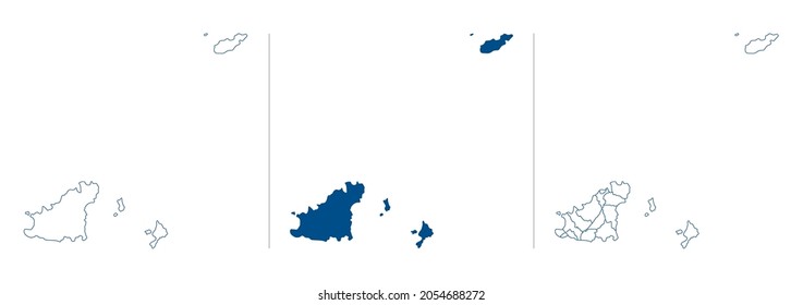 Guernsey map vector. Bailiwick of Guernsey, Channel Islands. High detailed vector outline, blue silhouette and administrative divisions, parishes. All isolated on white background