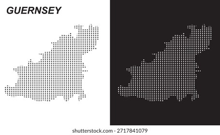 Mapa de Guernsey Vector, Islas del Canal Patrón punteado Formas en blanco y negro, Guernsey Infografía Plantilla, EPS Guernsey Geografía