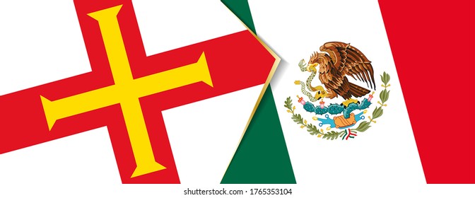 Guernsey and Mexico flags, two vector flags symbol of relationship or confrontation.